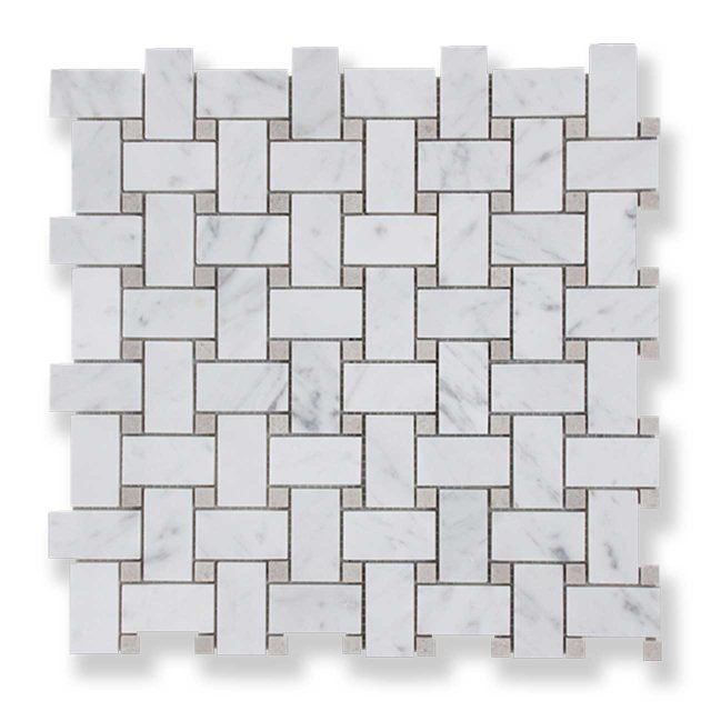DL10508 Basketweave carrara & grey dot