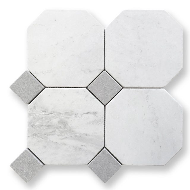 DLT94077 Ottagono Bianco Oro Light + Cinder Grey Tumbled