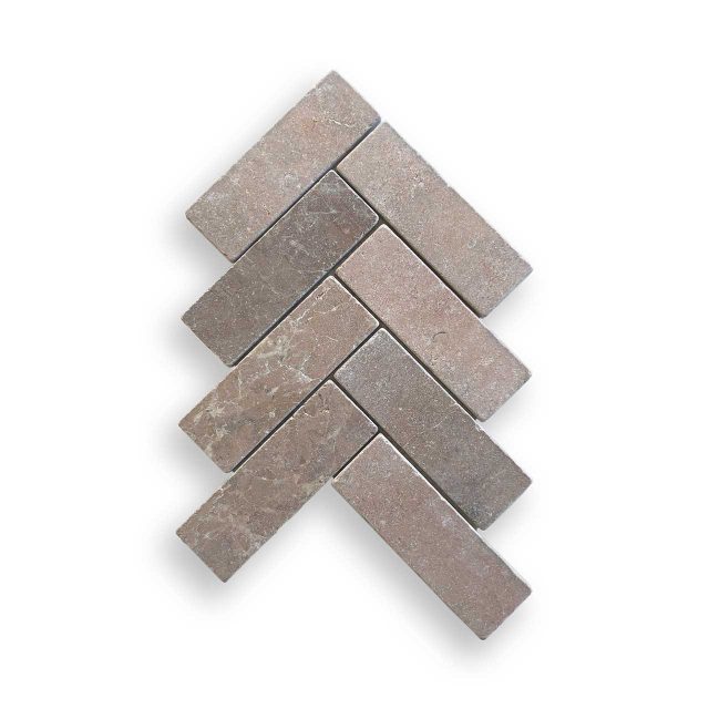 DLT92868 Rosa Murcia Tumbled Herringbone Mosaic