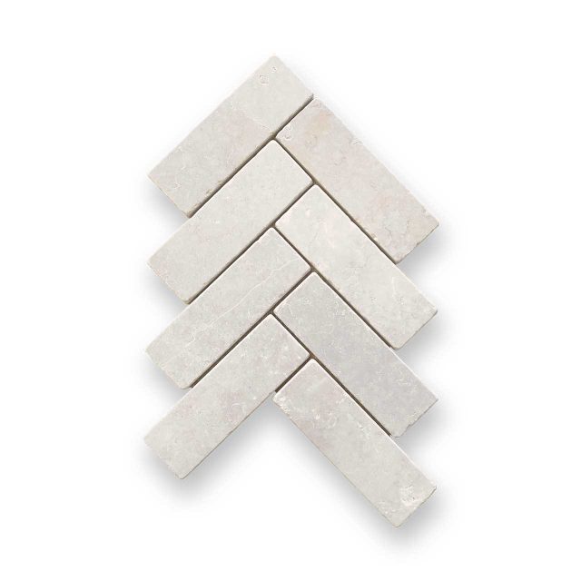 DLT93637 Crema Tumbled Herringbone Mosaic