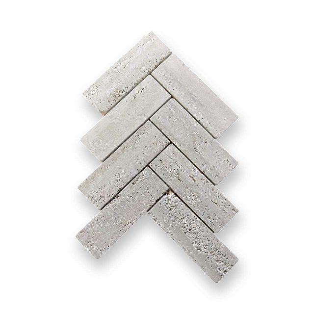 DLT93665 Travertine Tumbled Herringbone Mosaic