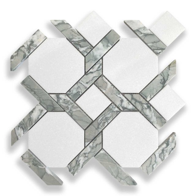 DT2372 Thassos, Verdi Antiqua honed Marble